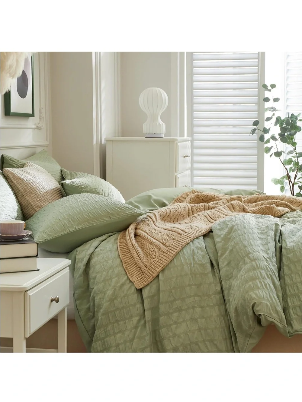 Classic Sage Green duvet cover Set - Soft Textured Comfort